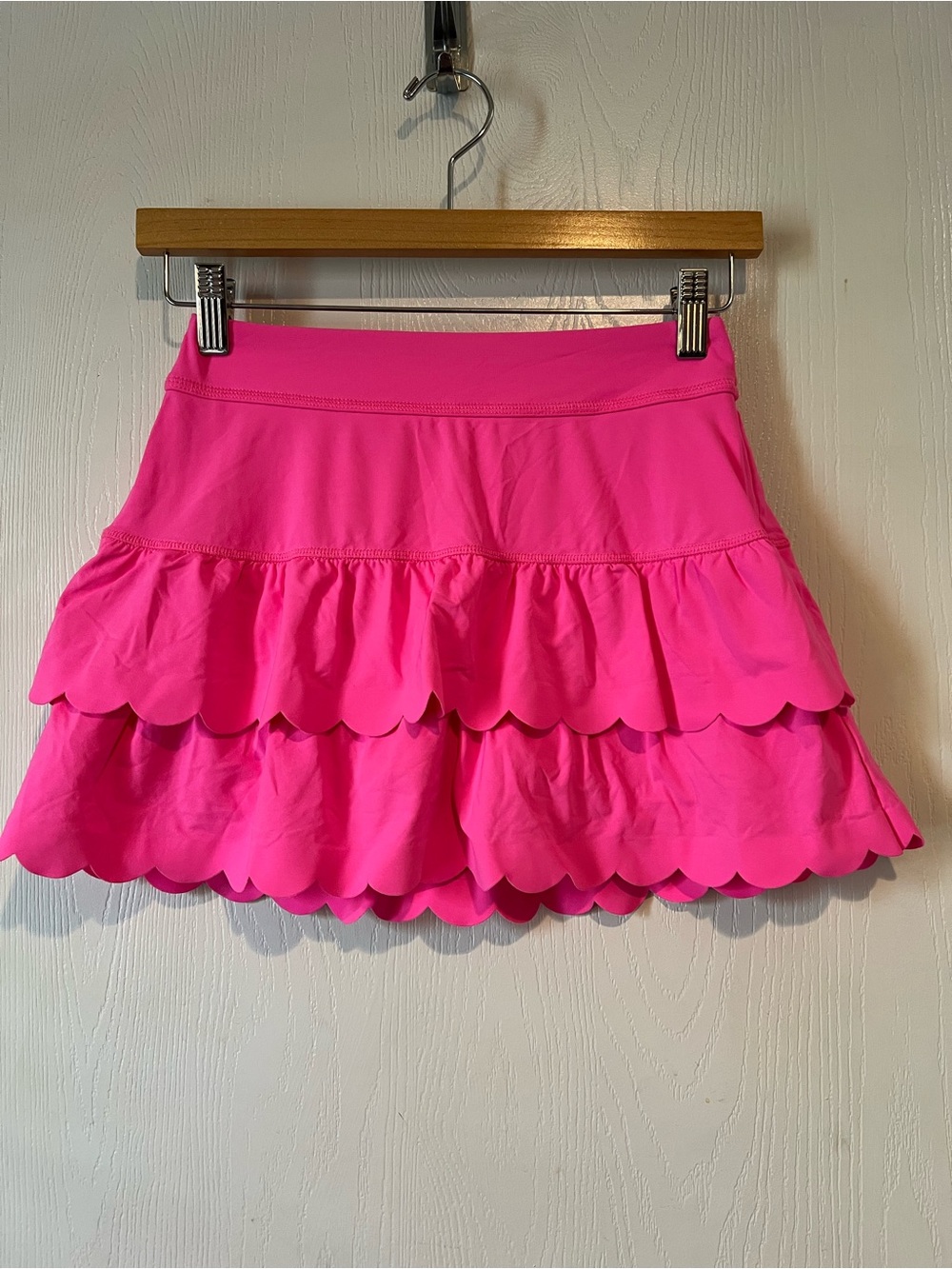 Lilly Pulitzer Luxletic Hot Pink Scalloped Ruffle Tennis Golf Skirt Sz XXS